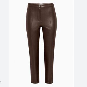 ARITZIA Wilfred Fabian High-Waisted Kick-Flare Brown Vegan Leather Pants Size 6